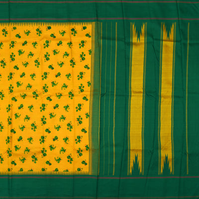 Mustard Printed Kanchipuram Silk Saree