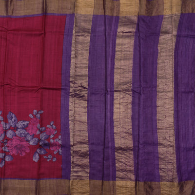 pure tussar saree with zari lines pallu 