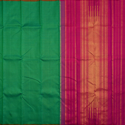 Alli Green Kanchipuram Silk Saree with Small Zari Checks Design