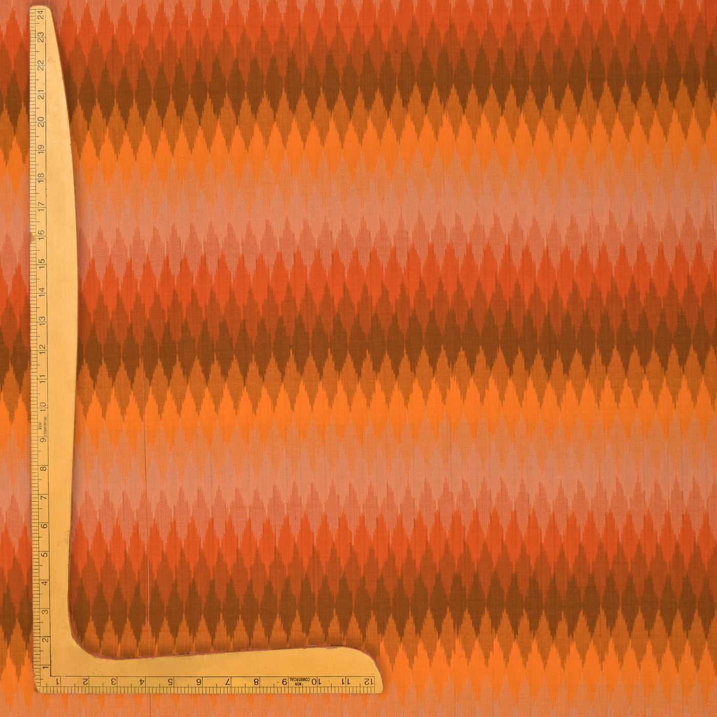 Orange Ikkat Silk Fabric