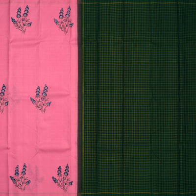 Pink Hand Painted Kanchi Silk Saree with Floral Painted Design