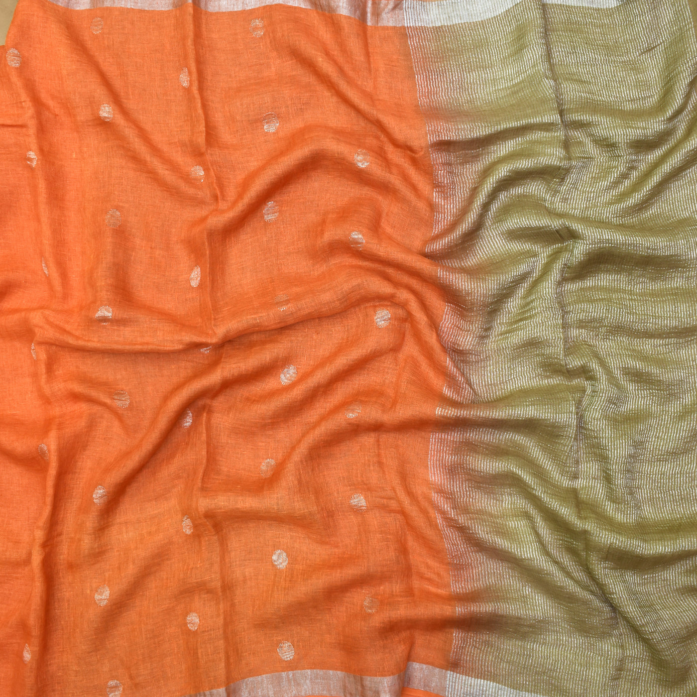 orange-linen-saree
