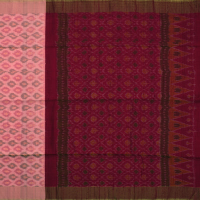 Peach Raw Silk Saree with Ikkat Design