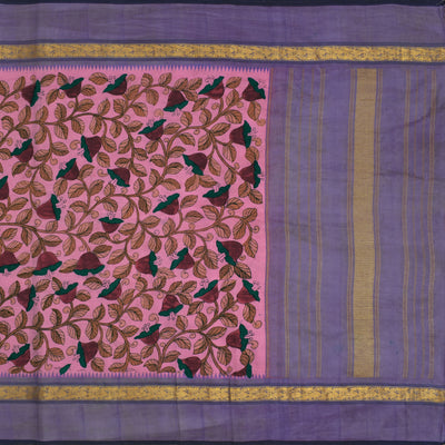 Pink Pen Kalamkari Silk Saree