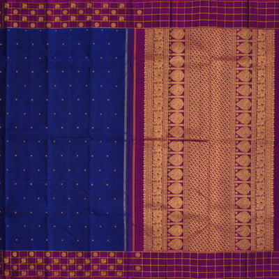 MS Blue Kanchipuram Silk Saree with Small Zari Butta Design