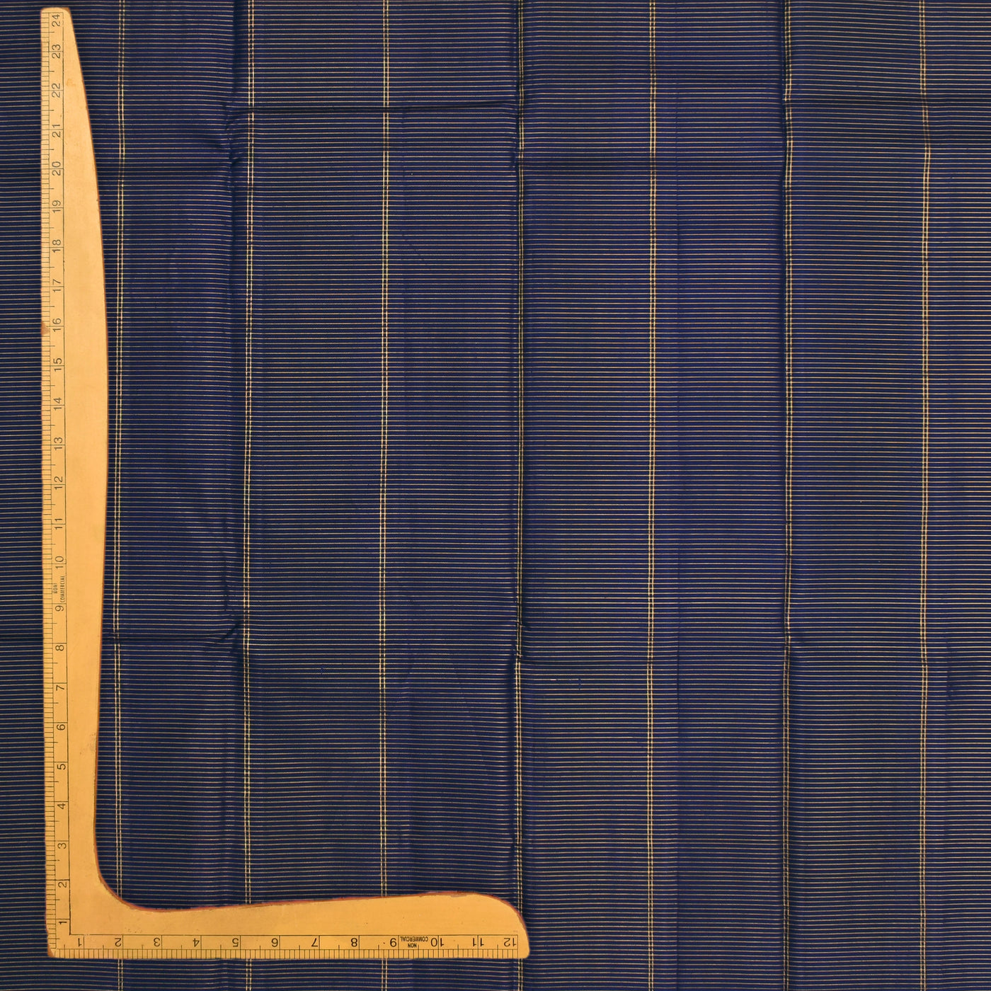 Navy Blue Kanchi Silk Fabric with Vairaoosi Design