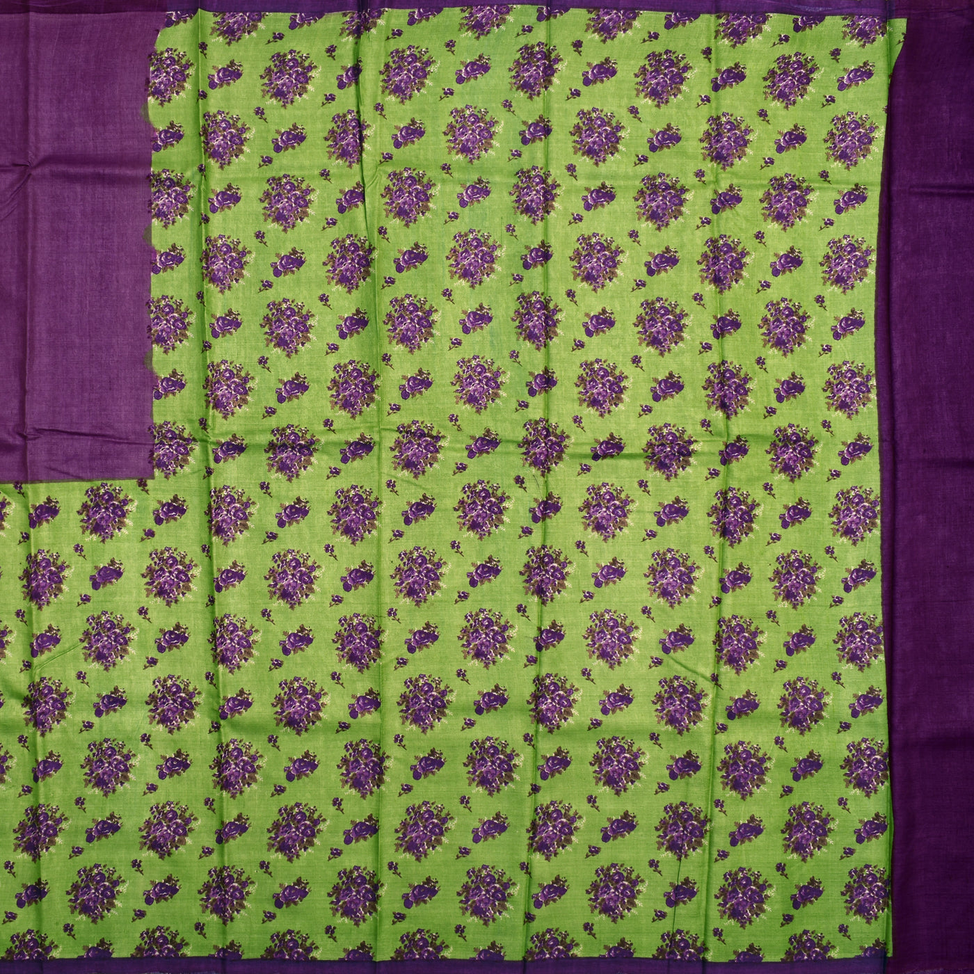 Apple Green Tussar Silk Saree with Small Printed Design
