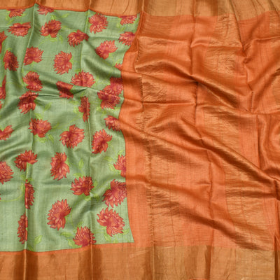 tussar silk sarees online with zari line pallu