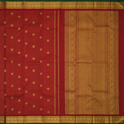 Arakku Red Kanchipuram Silk Saree with Annapakshi Checks Design