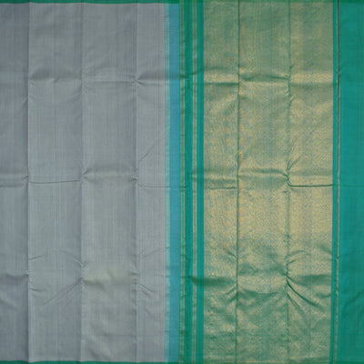Grey Kanchipuram Silk Saree with Small Zari Checks Design