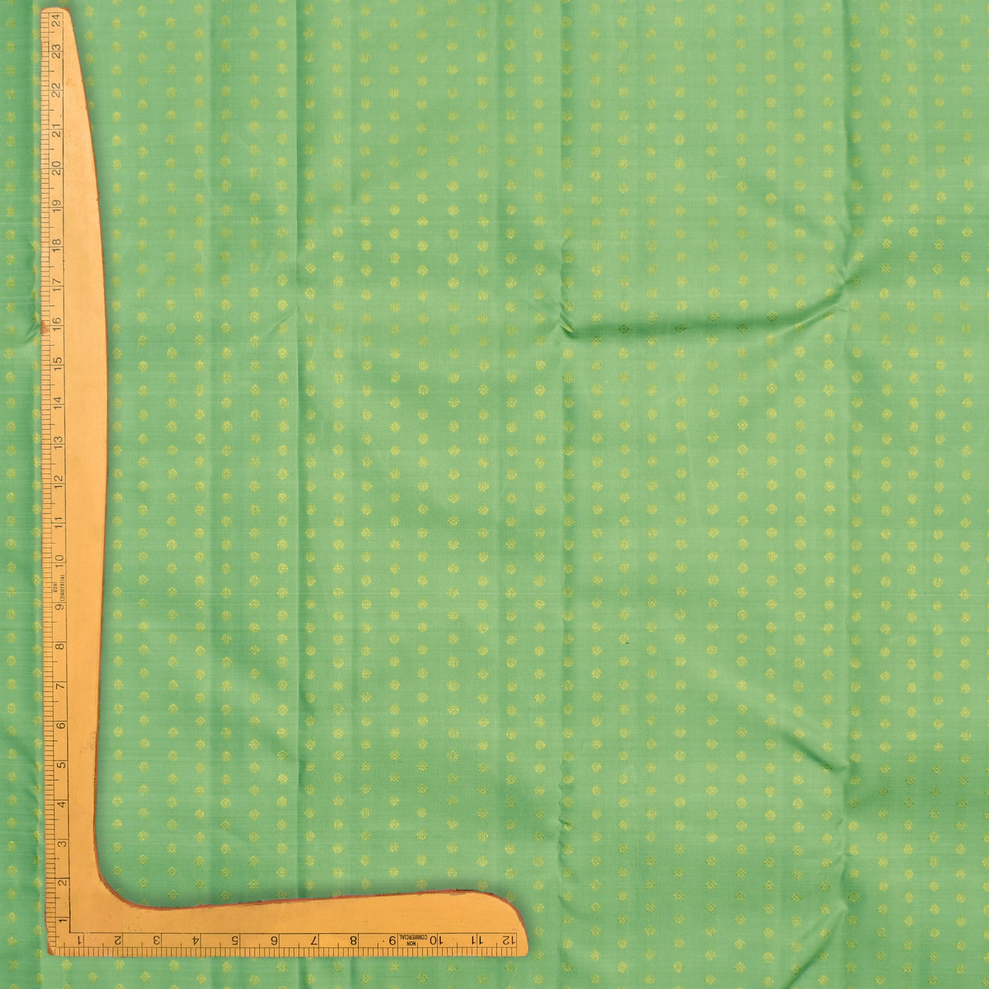 Mint Green Kanchi Silk Fabric with Small Kamalam Butta Design