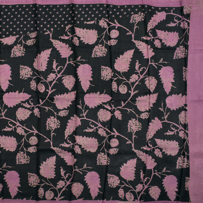 Black Tussar Silk Saree with Small Butta Leaf Design