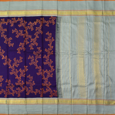 MS Blue Printed Kanchipuram Silk Saree