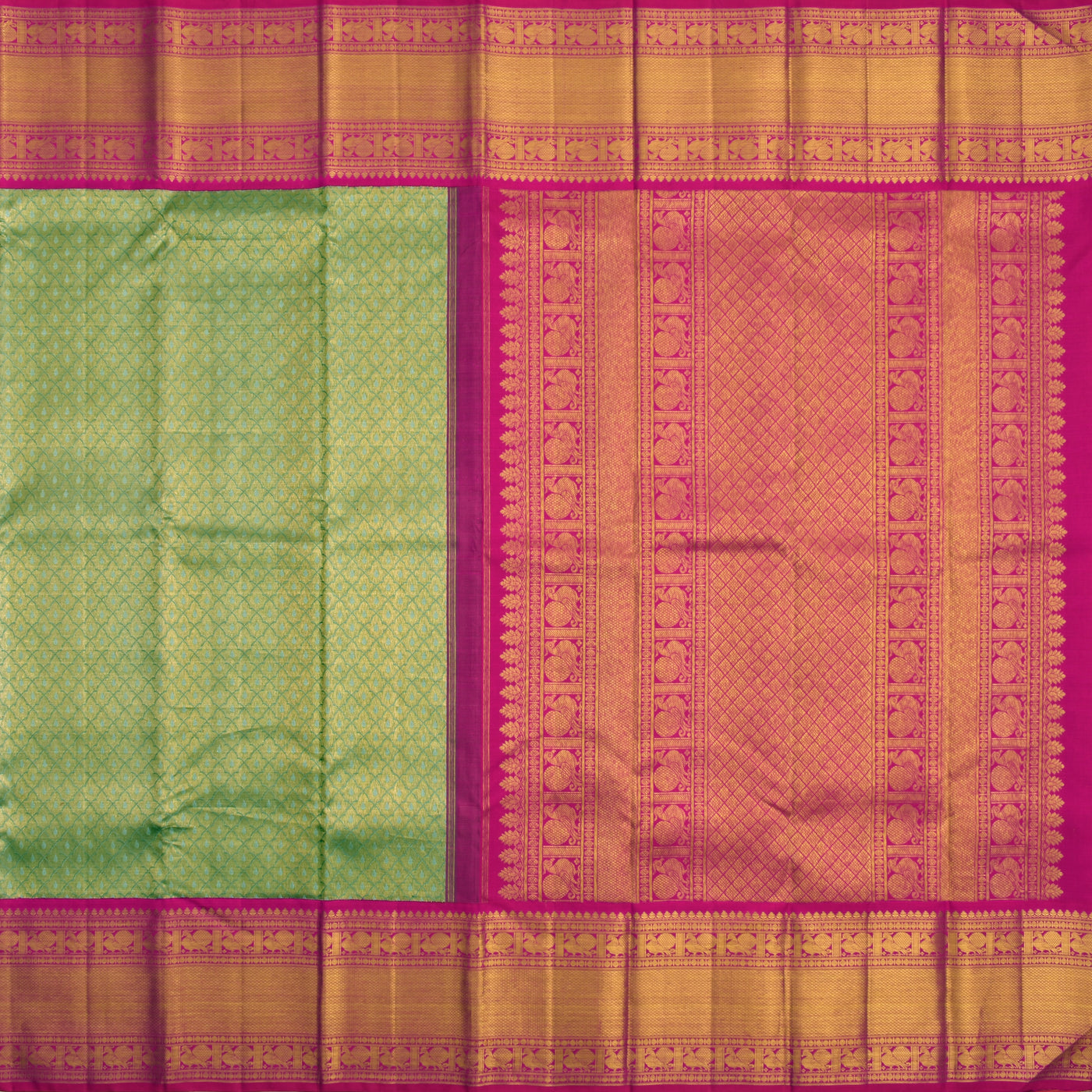 Olive Green Kanchipuram Silk Saree