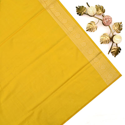 Mustard Banarasi Silk Saree with Spiral Design
