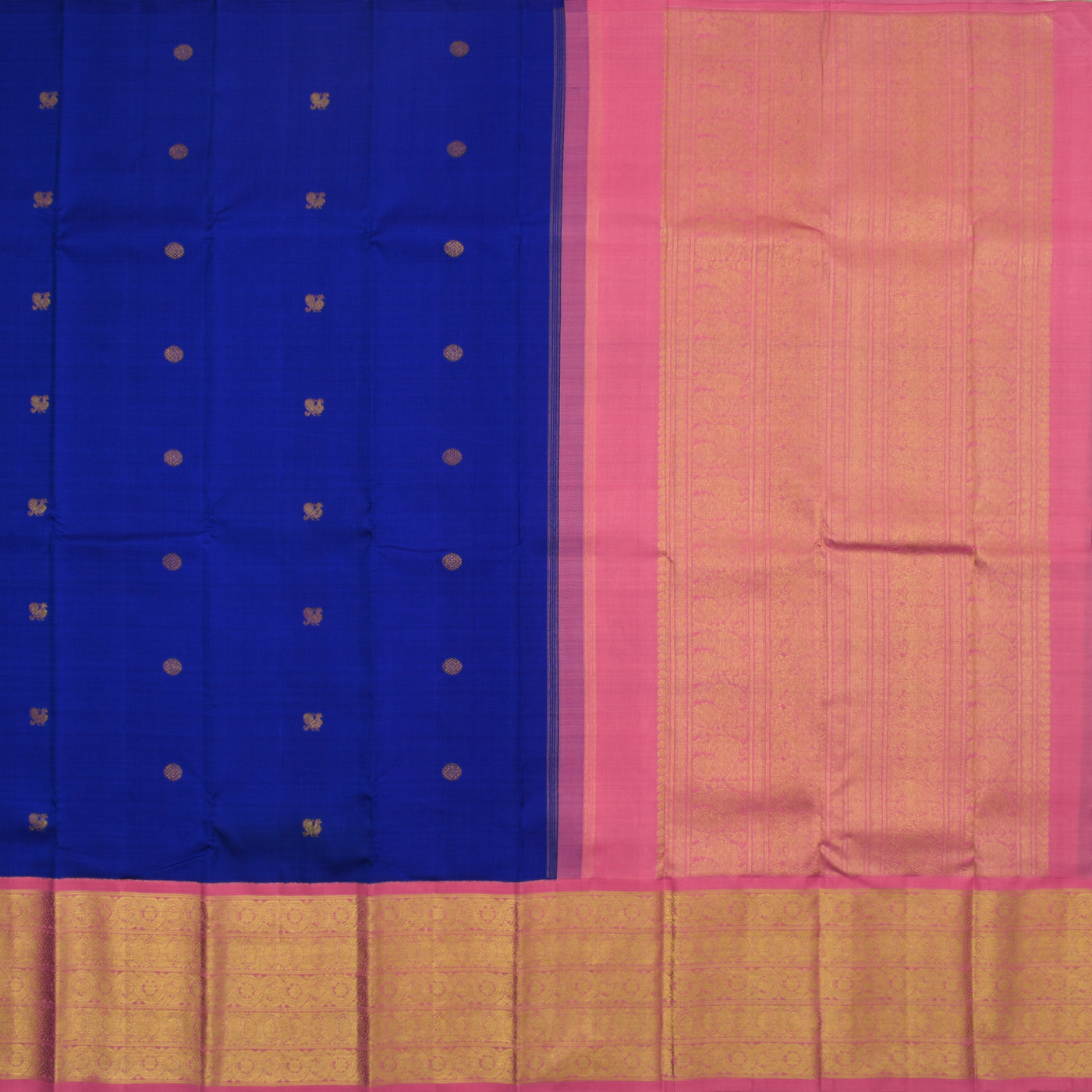 Royal Blue Kanchipuram Silk Saree with Round Zari Butta Design