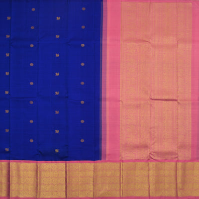 Royal Blue Kanchipuram Silk Saree with Round Zari Butta Design
