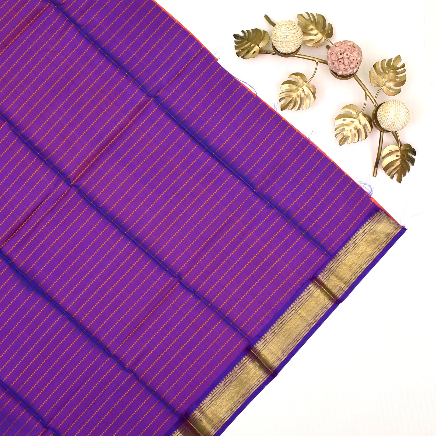 Off White Tissue Tussar Saree with Purple Pallu and Border