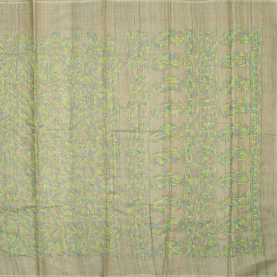 Off White Tussar Silk Saree with Embroidery Design