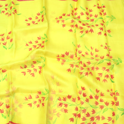 yellow-hand-painted-organza-saree-with-blouse