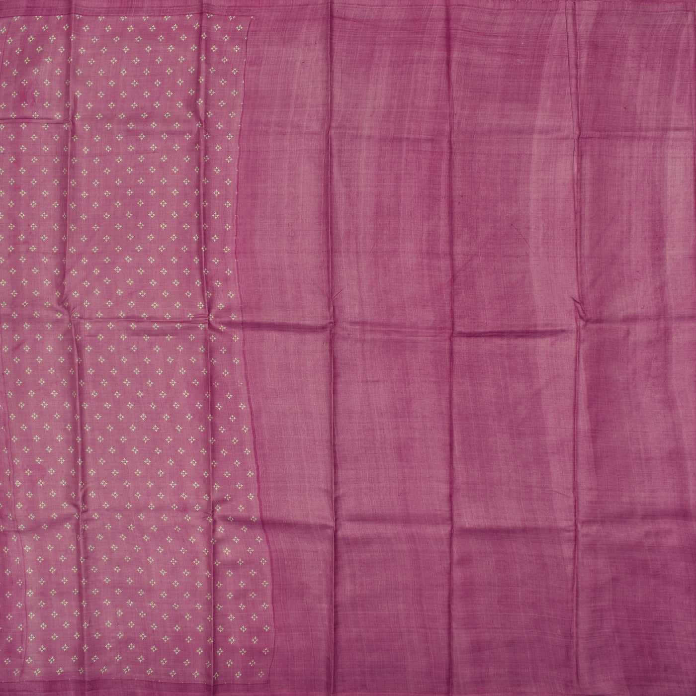Lotus Pink Tussar Printed Saree with plain pallu