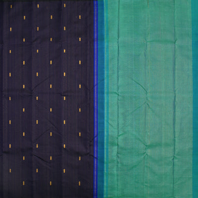 Navy Blue Kanchipuram Silk Saree with Muthu Zari Lines Design