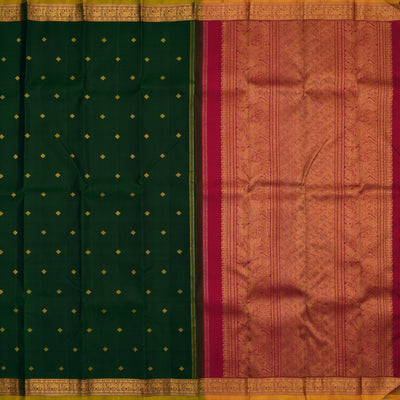 Bottle Green Kanchipuram Silk Saree
