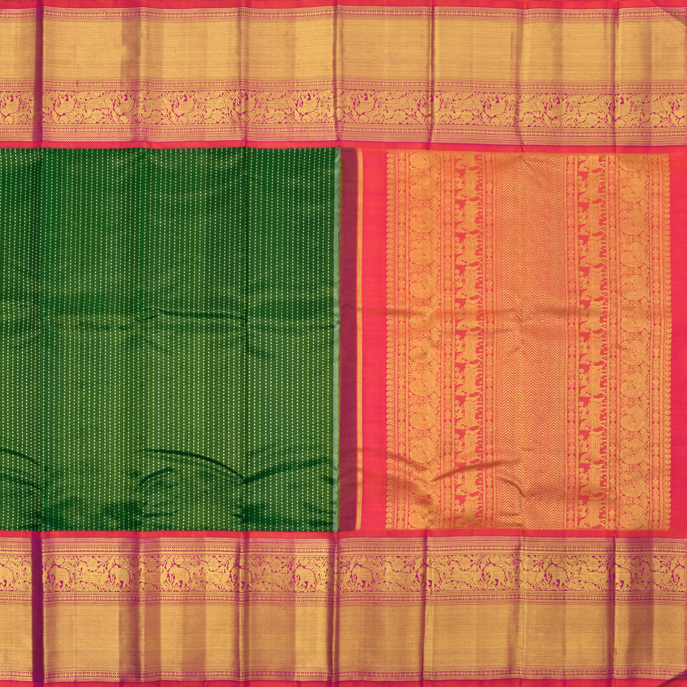 Alli Green Kanchipuram Silk Saree with Kuligai Butta Design