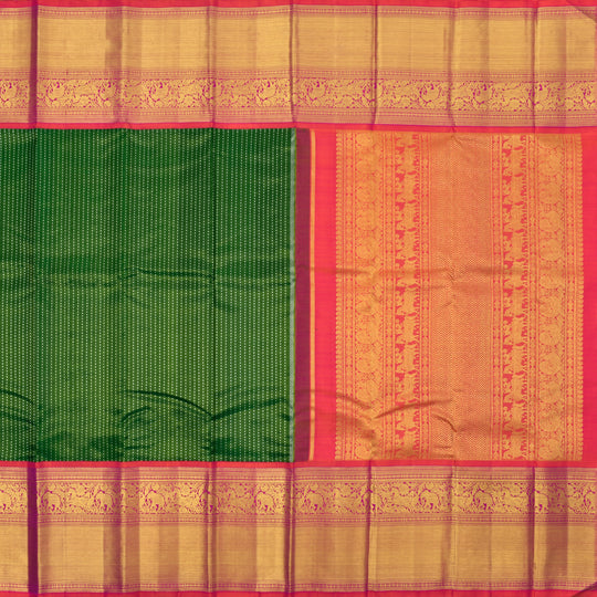 ALLI GREEN KANCHIPURAM SILK SAREE WITH KULIGAI BUTTA DESIGN