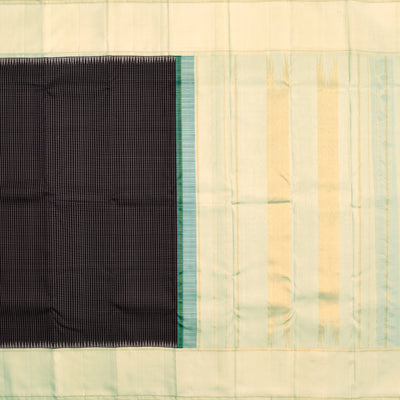 Black Kanchipuram Silk Saree with Small Kattam Design