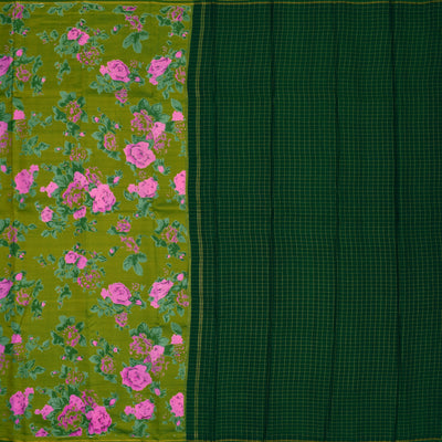 Samangha Green Printed Kanchi Silk Saree with Floral Printed Design