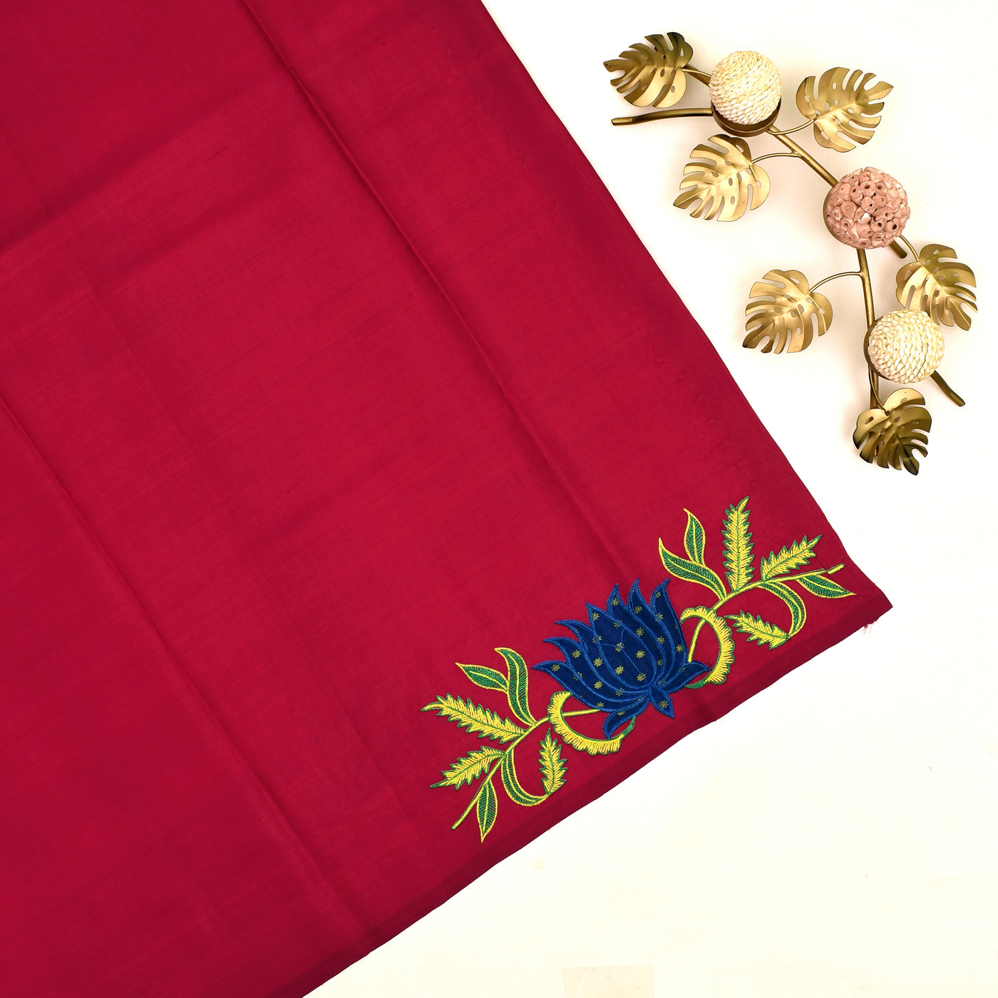 Red Embroidery Silk Saree with Blouse
