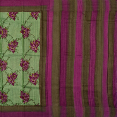 Apple Green Tussar Silk Saree with Thead Lines Pallu