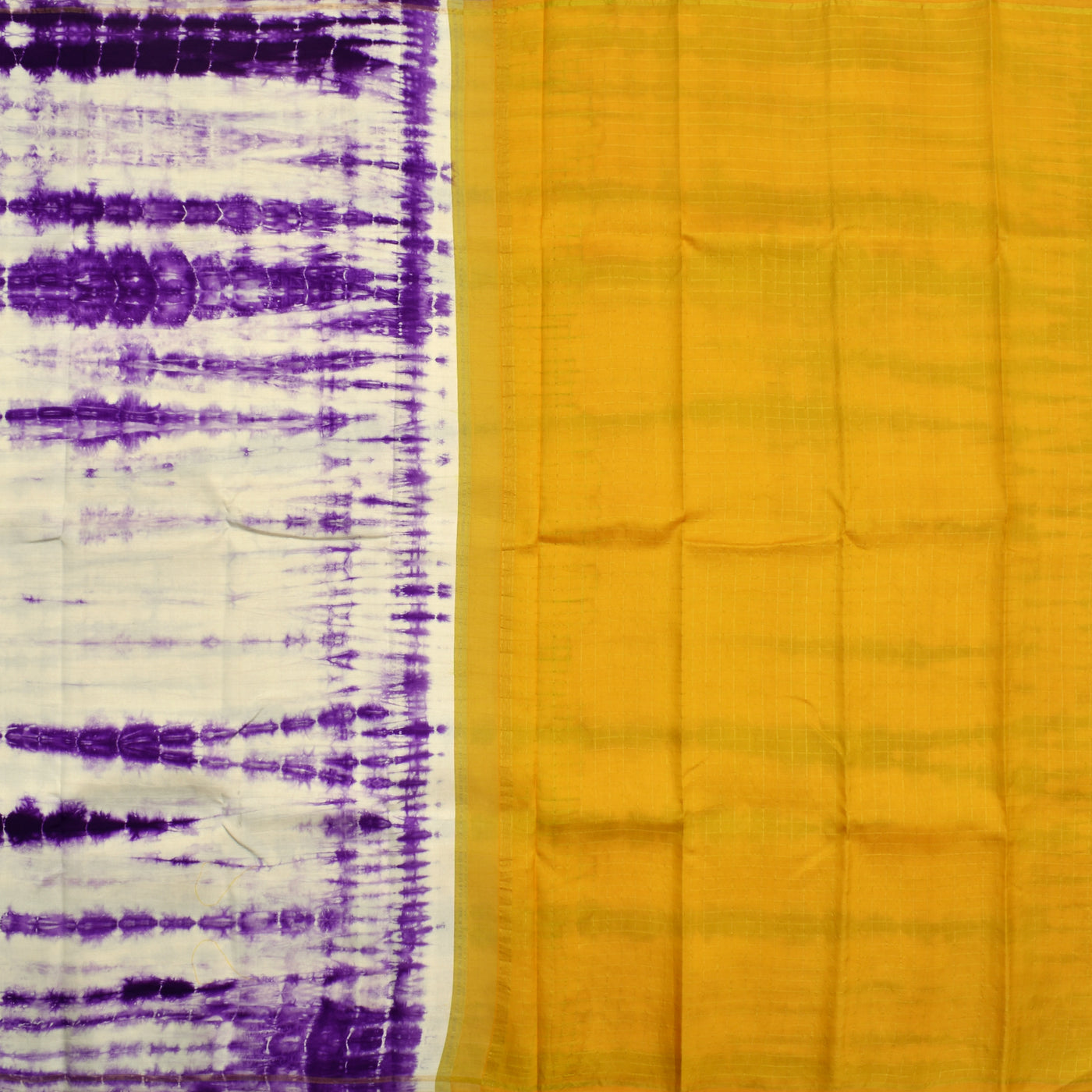Off White and Violet Shibori Kanchi Silk Saree