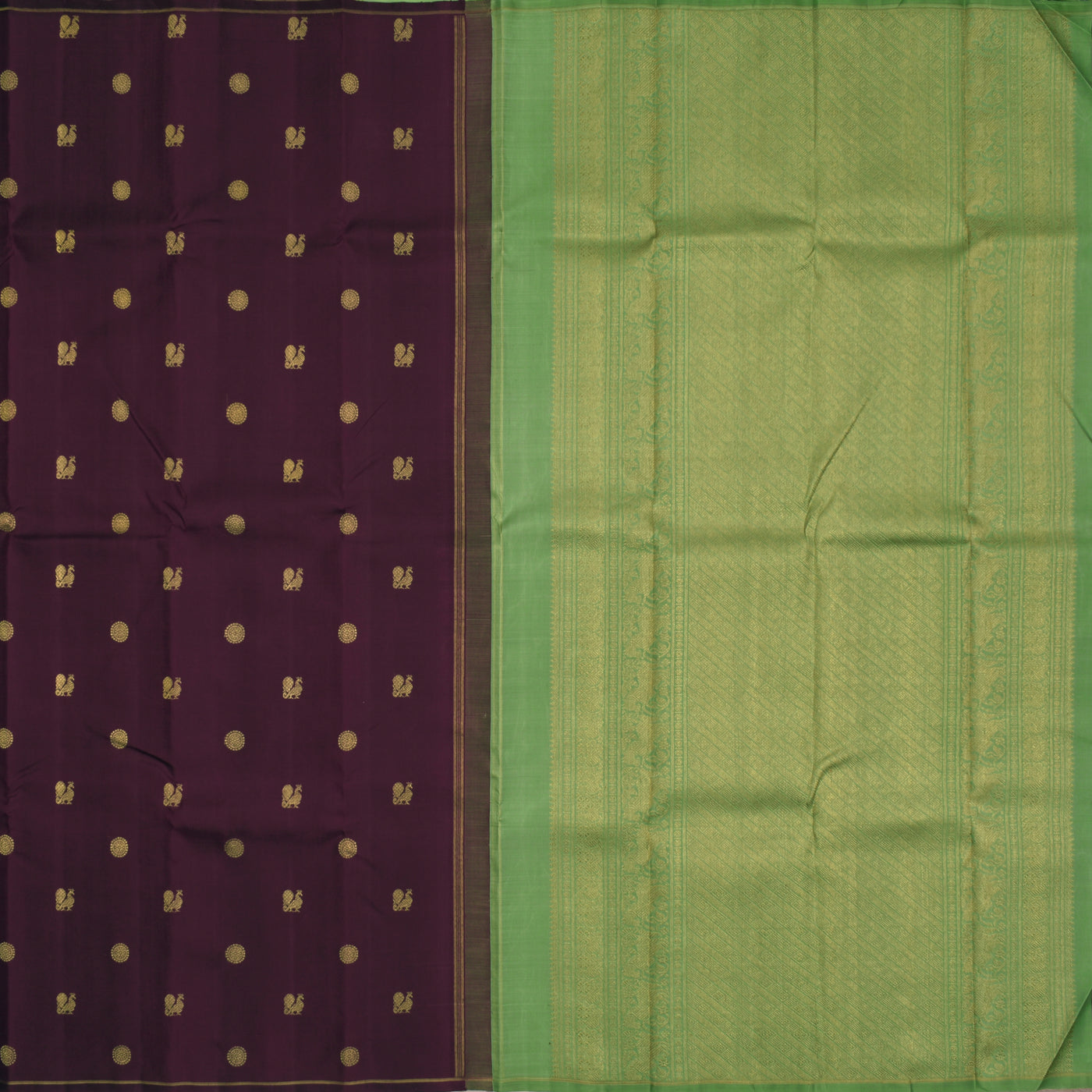 V Pakku Kanchipuram Silk Saree with Annam Chakram Design
