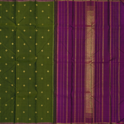 Mehandi Green Kanchipuram Silk Saree with Zari Butta Design