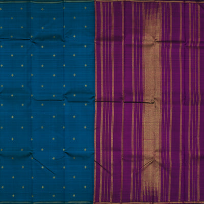 Peacock Blue Kanchipuram Silk Saree with Small Zari Butta Design