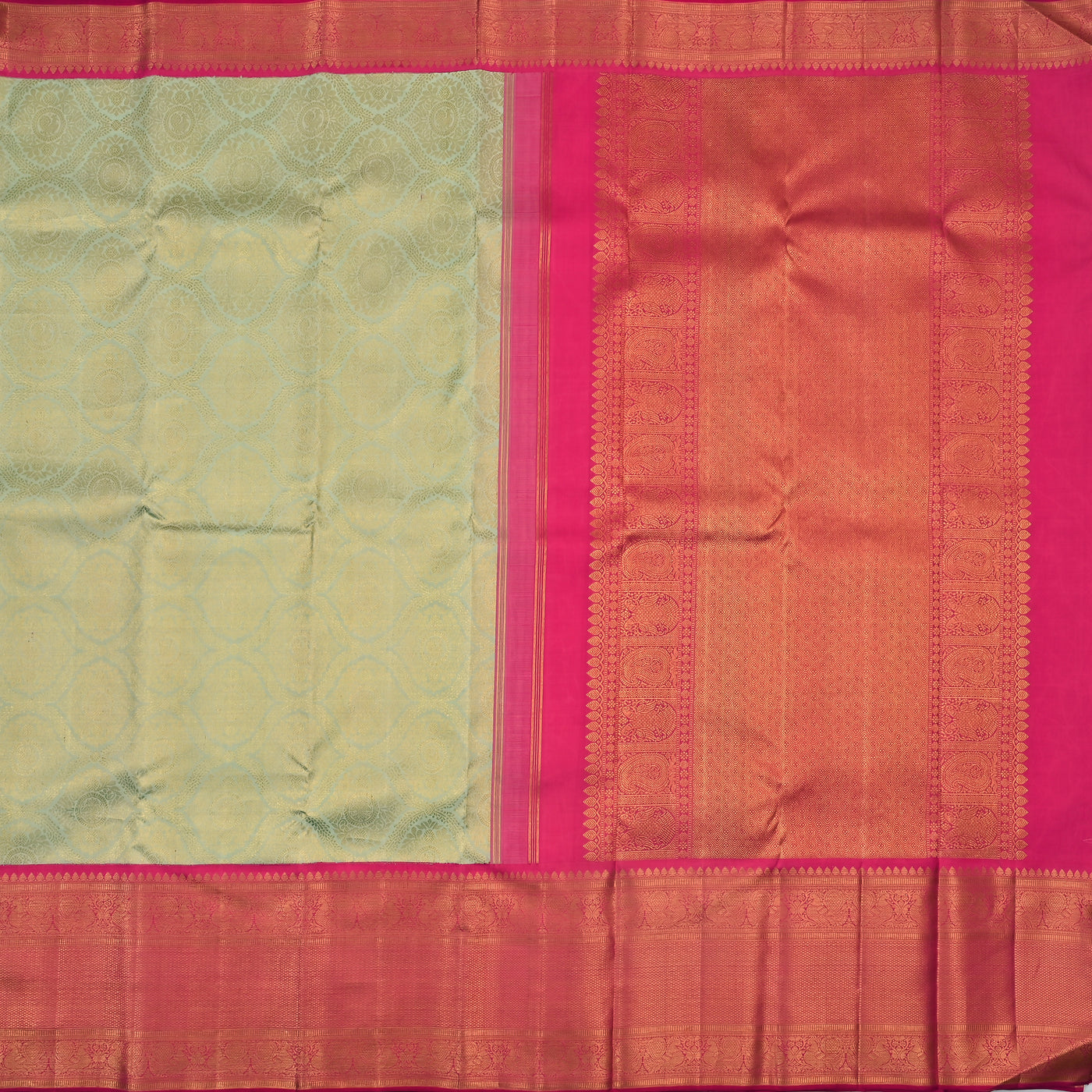 Mint Green Kanchipuram Silk Saree with Annam Design