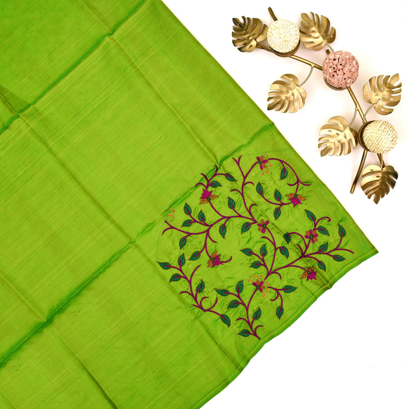 Samanga Green Embroidery Silk Saree