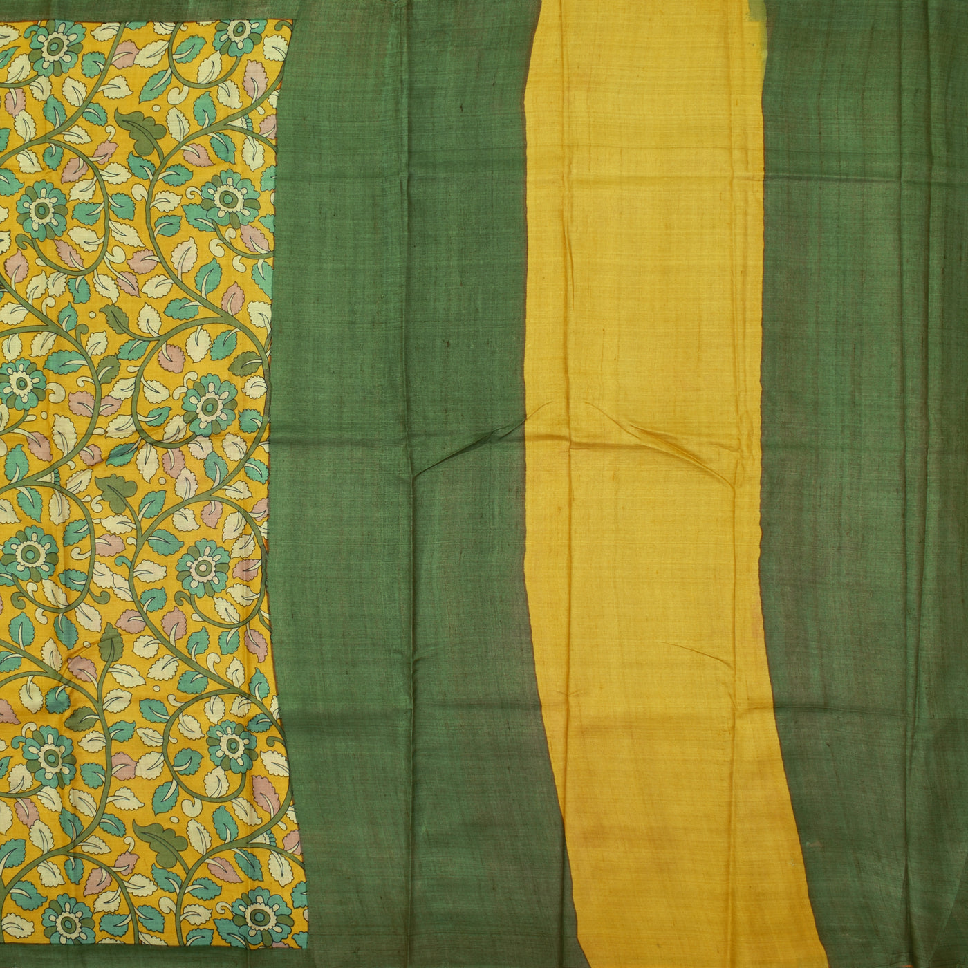 Mustard Tussar Silk Saree with a plain pallu