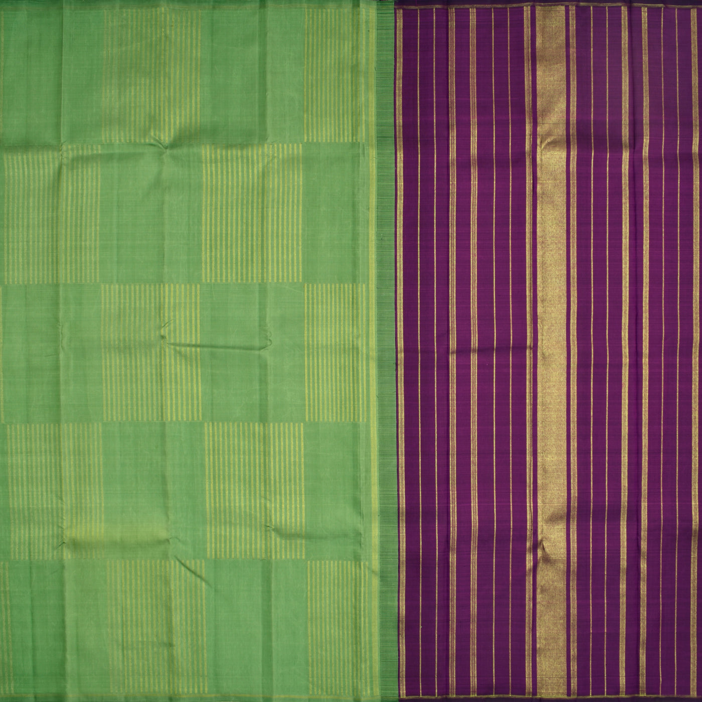 Apple Green Kanchipuram Silk Saree with Muthu Zari Lines Design