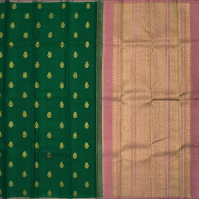 Green Organza Kanchipuram Silk Saree with Medium Butta Design