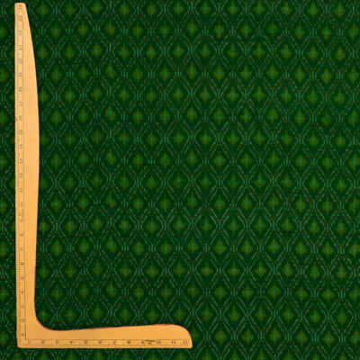 Alli Green Ikkat Raw Silk Fabric