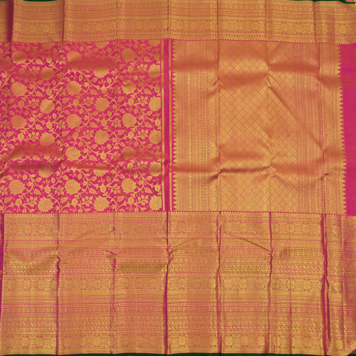 Rani Orange Kanchipuram Silk Saree with Creeper Design