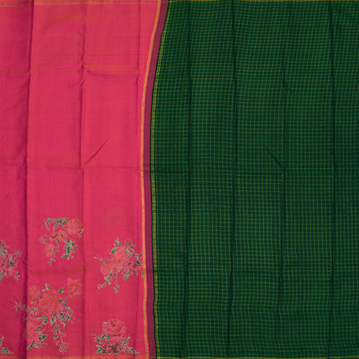 Peach Printed Kanchi Silk Saree with Floral Printed Design