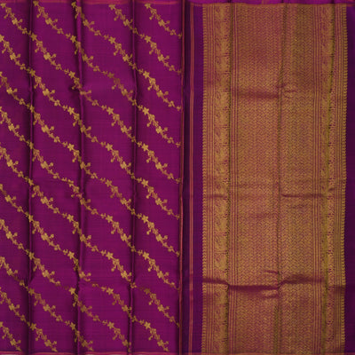 Magenta Organza Kanchipuram Silk Saree with Kodi Creeper Design
