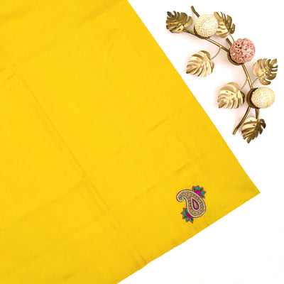 Yellow Embroidery Silk Saree