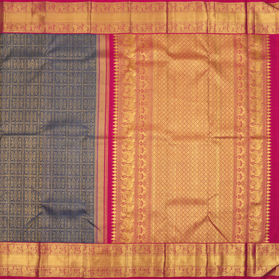 Grey Blue Kanchi Silk Saree with Getti Self Design