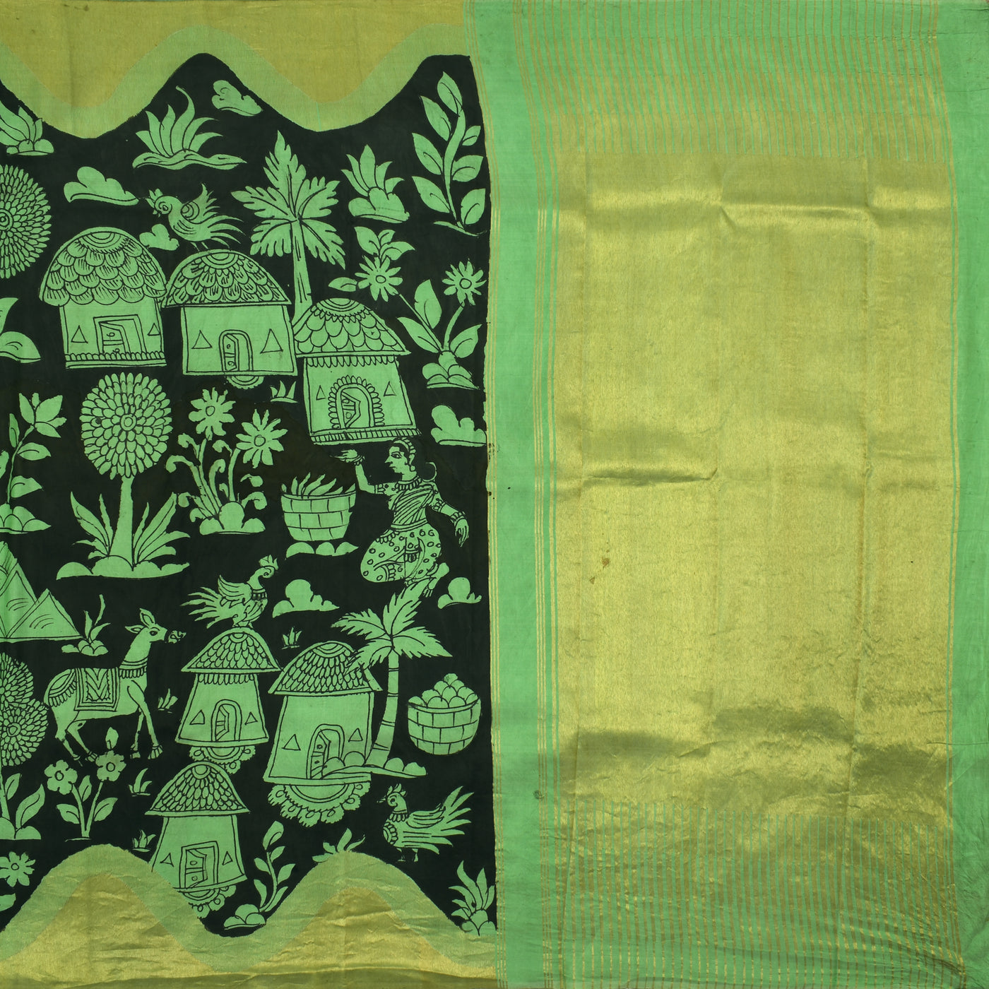 Black Kalamkari Silk Saree