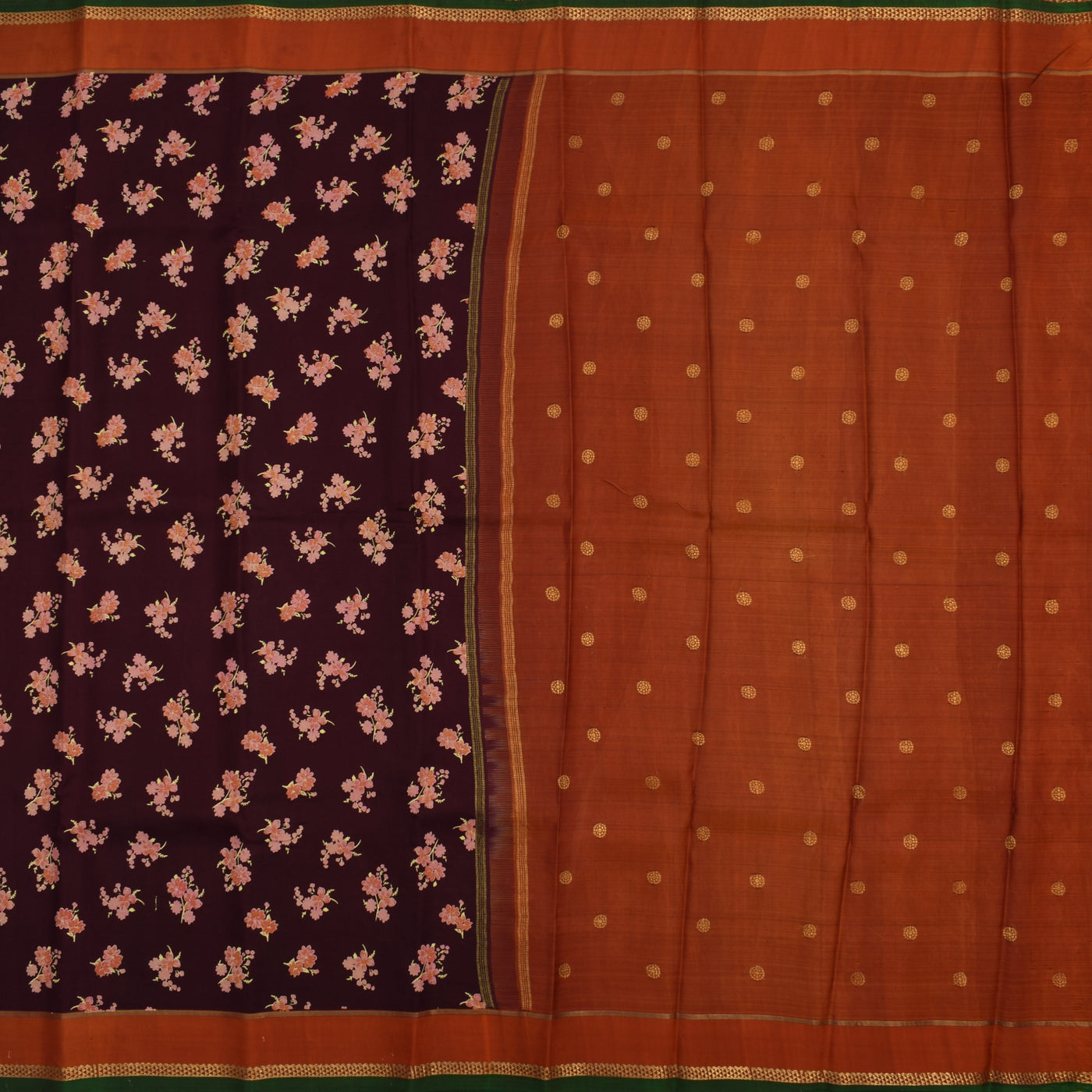 V Pakku Printed Kanchipuram Silk Saree with Floral Printed Design